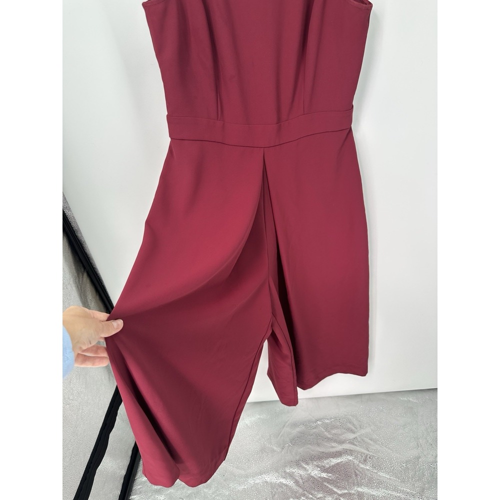 White House Black Market Jumpsuit Size 6 Burgundy Wine Overlay Sleeveless 0288 - Picture 7 of 7